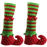 1 Pair Christmas Table Leg Covers Elf Elves Feet Shoes Legs Party Decorationg