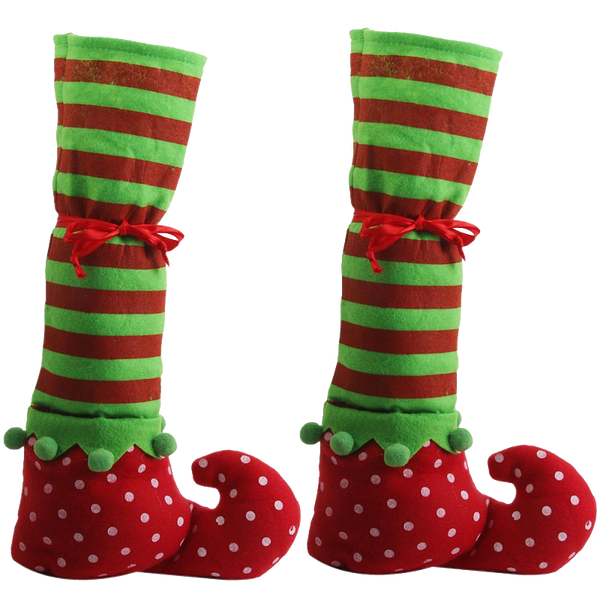 1 Pair Christmas Table Leg Covers Elf Elves Feet Shoes Legs Party Decorationg