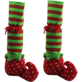 1 Pair Christmas Table Leg Covers Elf Elves Feet Shoes Legs Party Decorationg