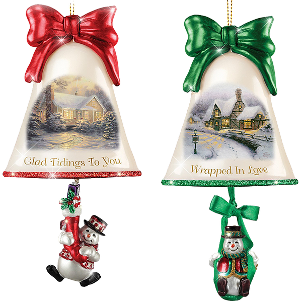 Christmas Ornaments- Thomas Kinkade Ringing In The Holidays Ornament Set