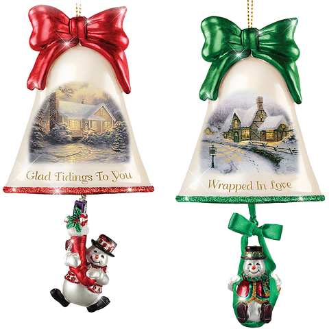 Christmas Ornaments- Thomas Kinkade Ringing In The Holidays Ornament Set