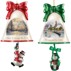 Christmas Ornaments- Thomas Kinkade Ringing In The Holidays Ornament Set