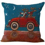 Comi Vintage Christmas Jolly Santa Clau Square Pillowcase Cover Case