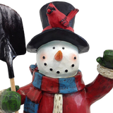 Festive Holiday Snowman Sculpture 20 Inch Hand Painted Keepsake