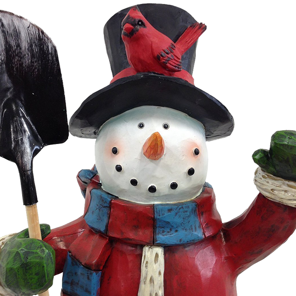 Festive Holiday Snowman Sculpture 20 Inch Hand Painted Keepsake