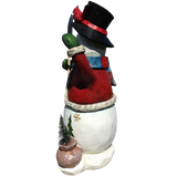 Festive Holiday Snowman Sculpture 20 Inch Hand Painted Keepsake