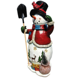 Festive Holiday Snowman Sculpture 20 Inch Hand Painted Keepsake