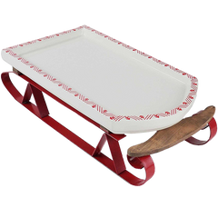 Hallmark Home Holiday Ceramic and Metal Serving Sleigh Platter