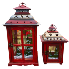 Holiday Candle Holder Lantern with Hand painted Christmas Snowman