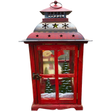 Holiday Candle Holder Lantern with Hand painted Christmas Snowman