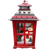 Holiday Candle Holder Lantern with Hand painted Christmas Snowman