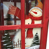 Holiday Candle Holder Lantern with Hand painted Christmas Snowman