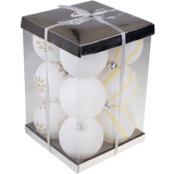 Large White Shatterproof Christmas Ornaments - 12 Pack Variety Bundle