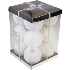 Large White Shatterproof Christmas Ornaments - 12 Pack Variety Bundle