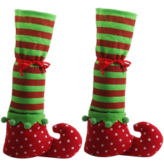 1 Pair Christmas Table Leg Covers Elf Elves Feet Shoes Legs Party Decorationg
