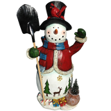 Festive Holiday Snowman Sculpture 20 Inch Hand Painted Keepsake