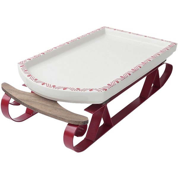Hallmark Home Holiday Ceramic and Metal Serving Sleigh Platter