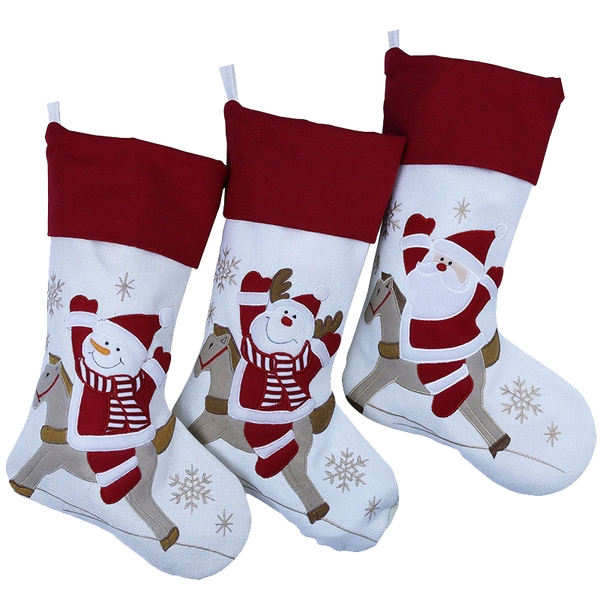 Wewill Brand Lovely Christmas Stockings Set of 3 Santa